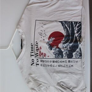 White Graphic Tee with Red and Black Design